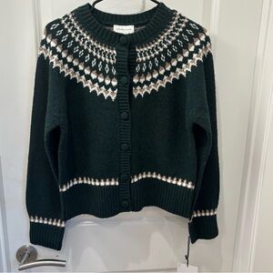 NWT Sincerely Jules Dark Green Fair Isle Sweater- L